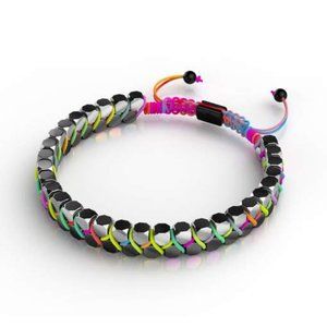 Sacred Geom | Silver Hematite | Gunmetal x Spectrum | Octahedron Bracelet